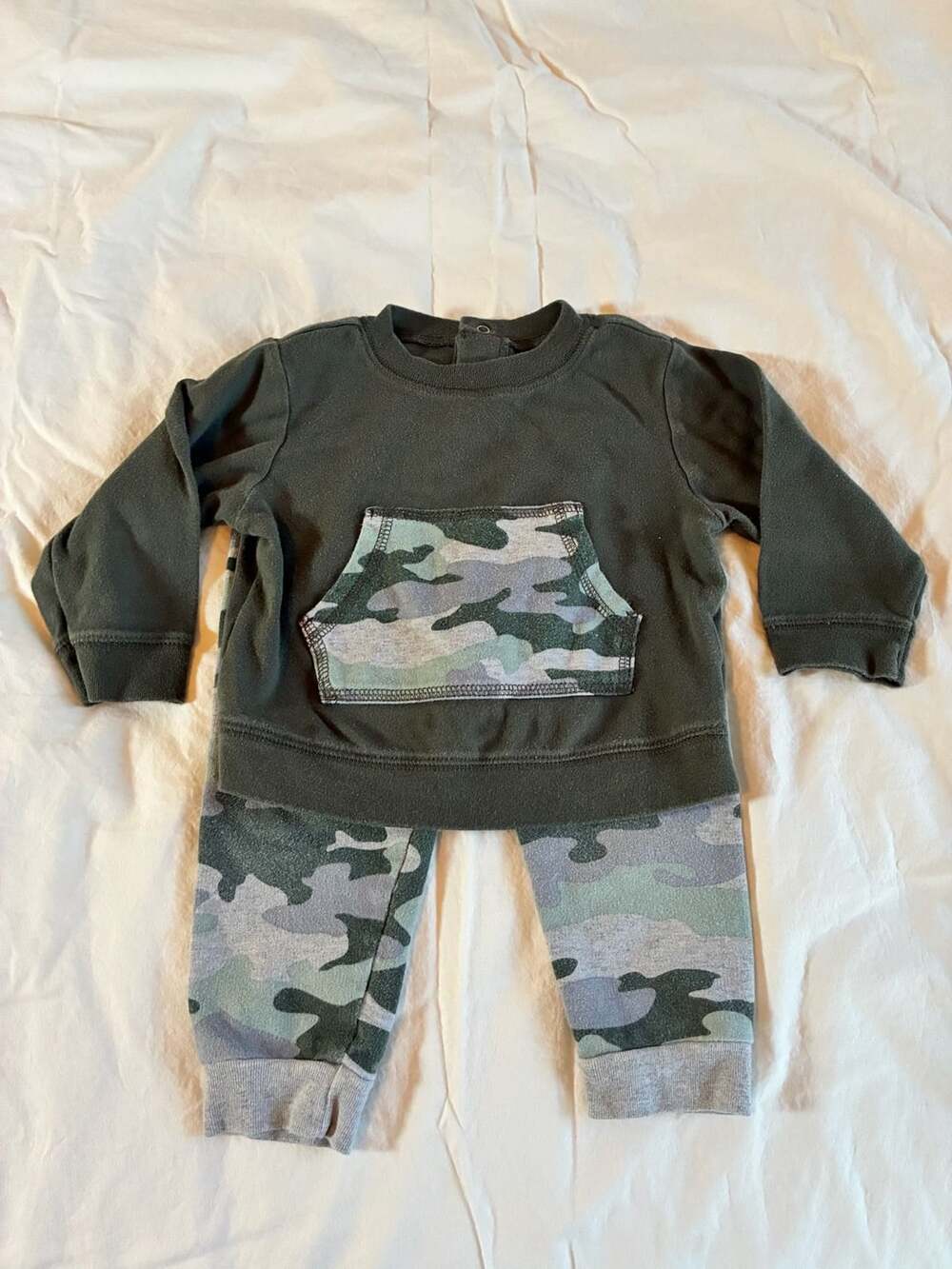 Bundles Baby Place Camo Pocket Sweatshirt and Jogger Set